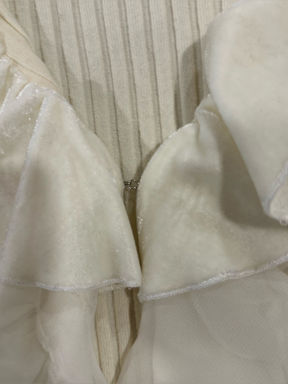 Boston Proper Women’s Cream Sweater with Ruffles - Picture 6 of 6